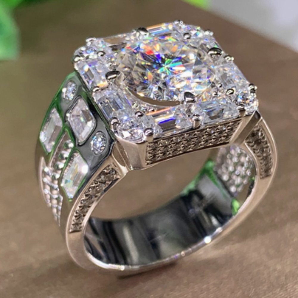 💥Dainty Fever Glitter Zircon Chunky Wedding Luxury Ring for Man, MARR9187